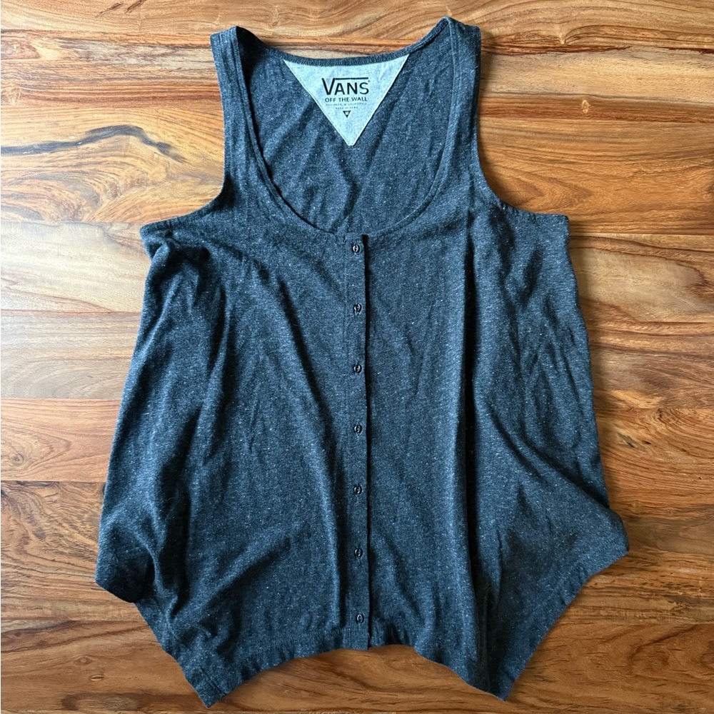 Vans Women's Charcoal Button-Up Tank Top